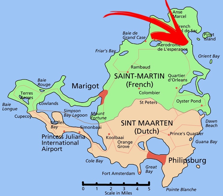 Carte détaillée de Saint-Martin